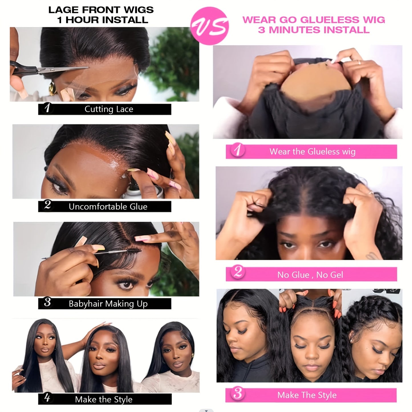 WEAR GO Glueless Wigs 100% Human Hair Pre-Plucked Pre-Cut Water Wave Bob Wig with 4x4 Lace Closure - No Glue Needed, Natural Look for Women, Short Curly Hairstyle, Easy to Style & Maintain, Short Hair Wig