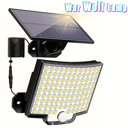 [Solar Wall Sconce] solar wall sconce, 106 LED solar outdoor light with motion sensor, adjustable angle, yard garden solar wall sconce with 110inch cable