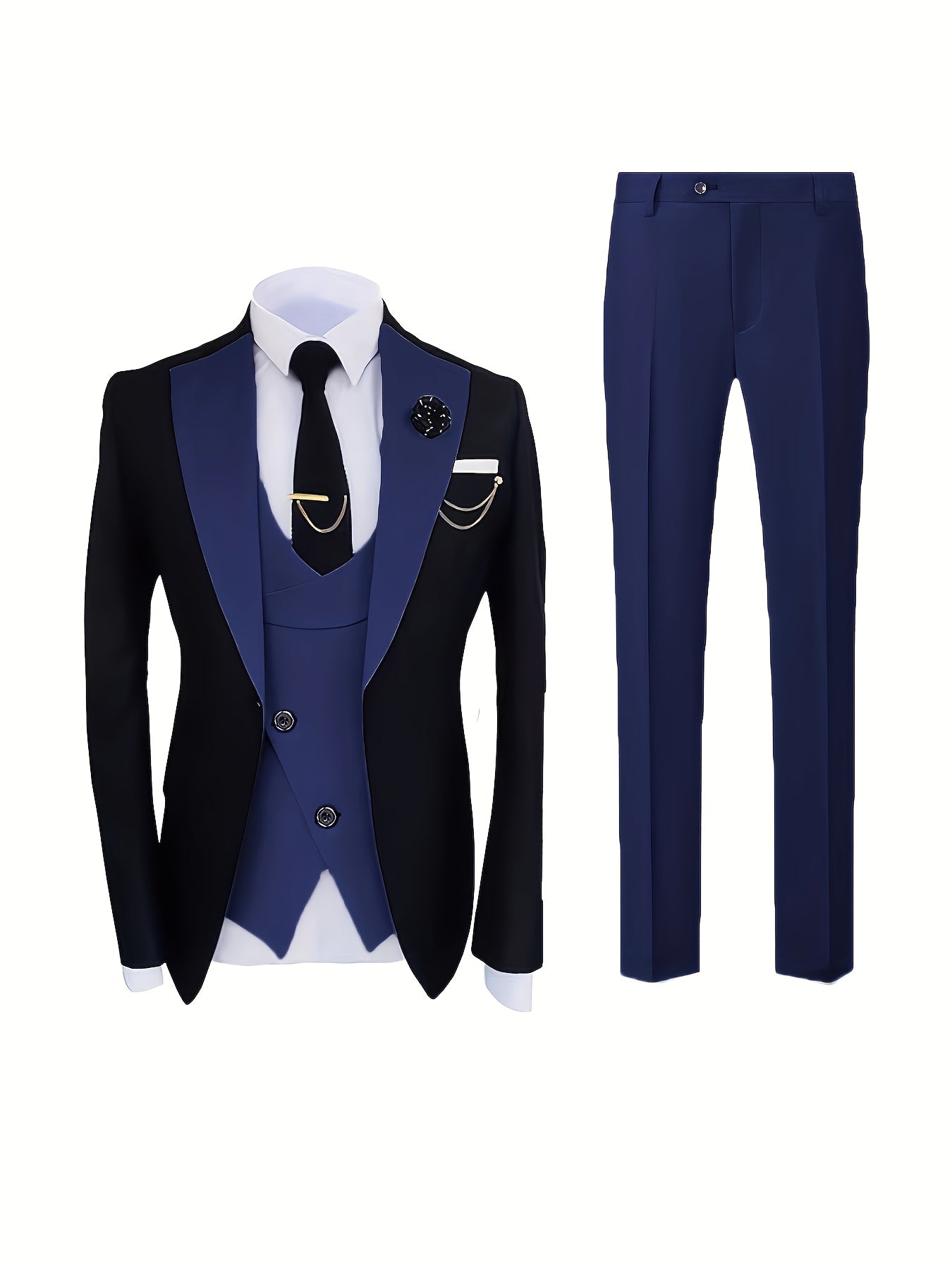 Men's Premium Three-Piece Suit Set, Plus Size Men’s, Includes Jacket and Vest – Perfect for Formal Wear Weddings Workwear Holiday Gifts