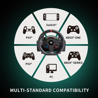 NiTHO Drive Pro ONE 10" Racing Wheel with Separate Shifter & Floor Pedals - 270° Zero Dead Zone, Ergonomic Design for PS4, Xbox, PC, Switch - Black Wheel with Red Ring, Immersive Driving Experience | Sleek Gaming Gear | Qual