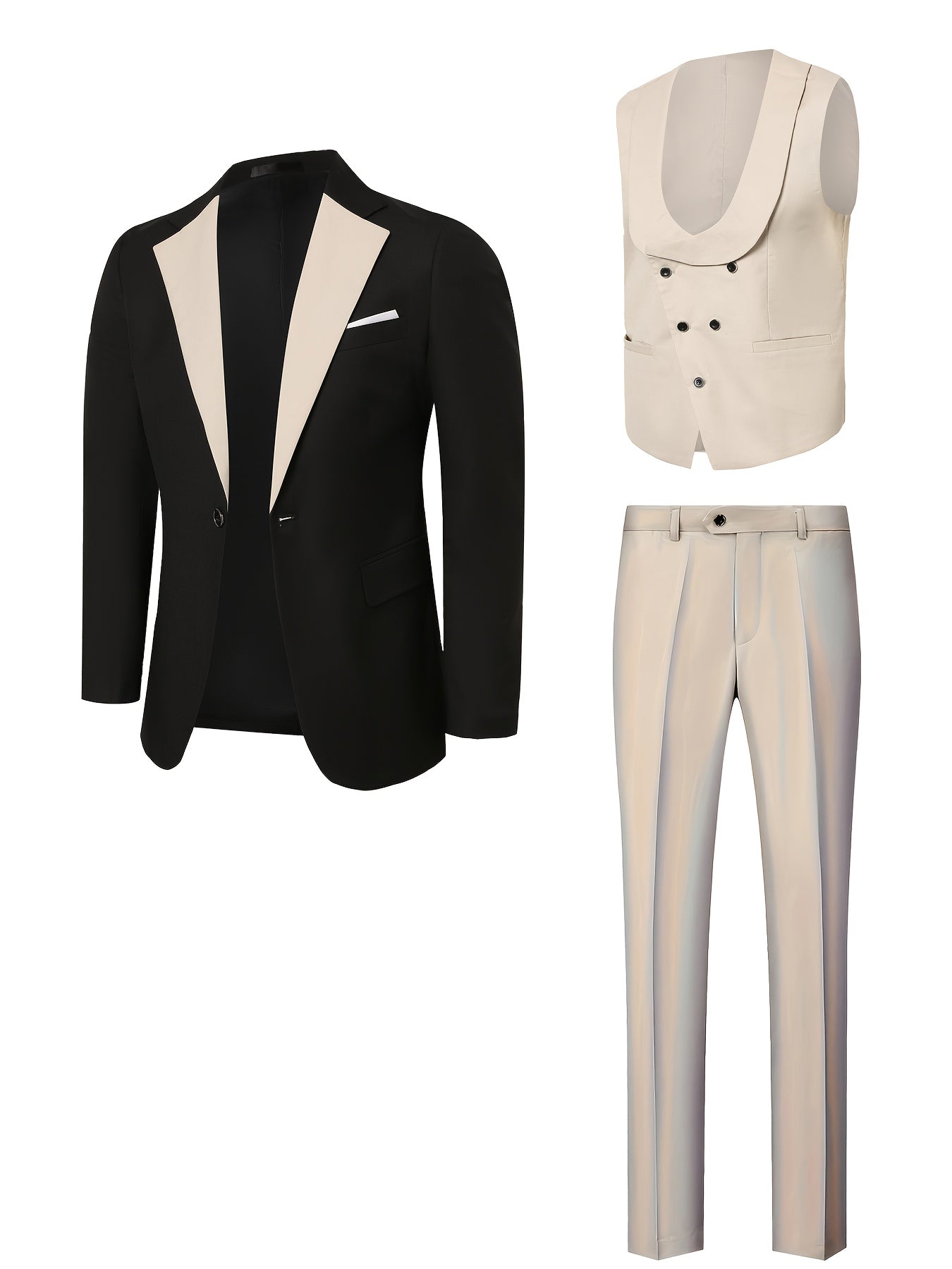 Men's Premium Three-Piece Suit Set, Plus Size Men’s, Includes Jacket and Vest – Perfect for Formal Wear Weddings Workwear Holiday Gifts