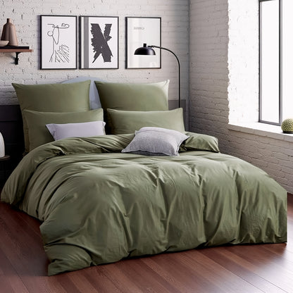 3pcs Army Green Duvet Cover Set, Soft and Comfortable Bedding for Bedroom/Guest Room/Dorm/Hotel 1*Duvet Cover + 2*Pillowcases (No Filling), Invisible Zipper Design, Machine Washable, All-Season Use