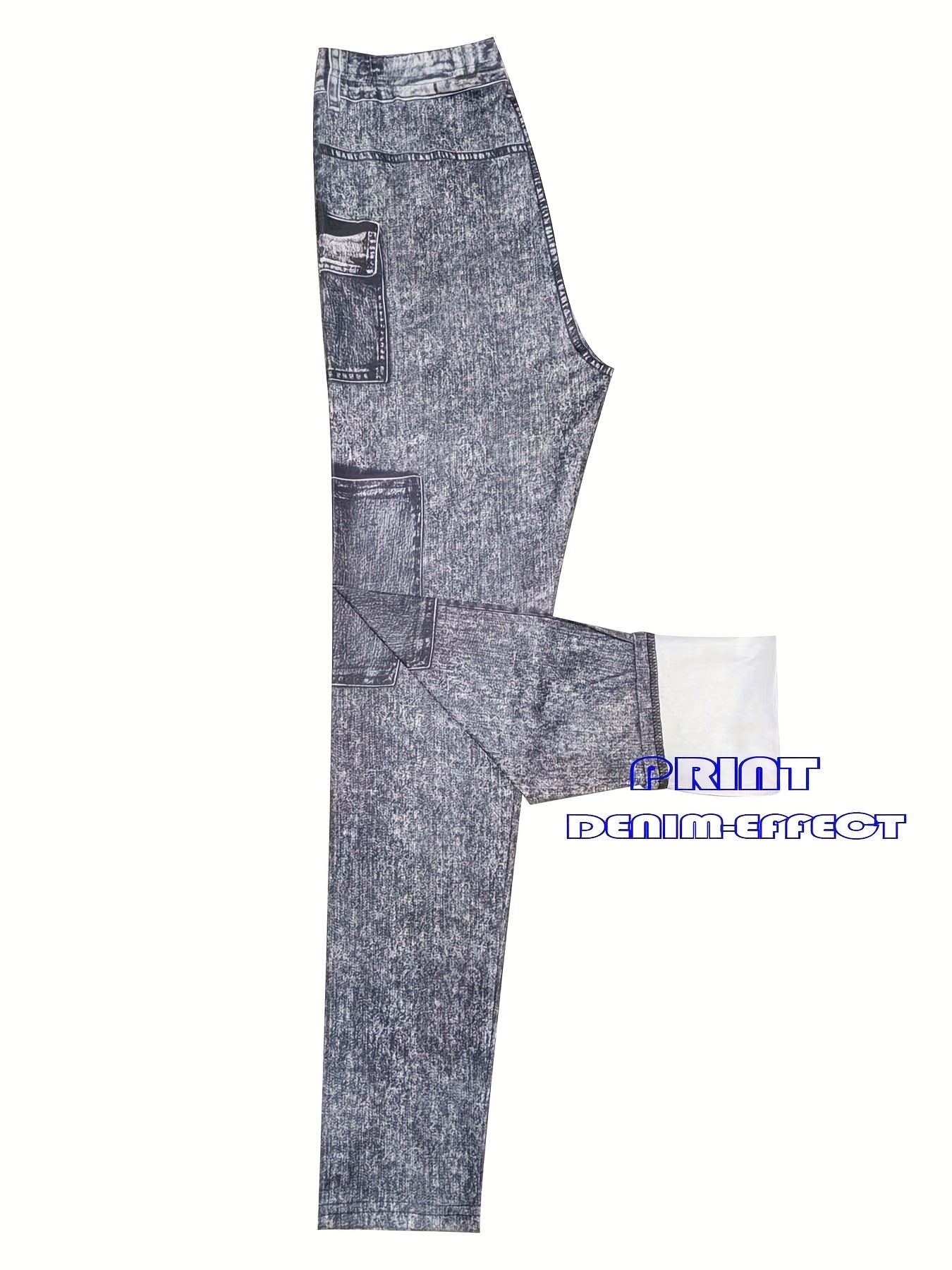 【imitation denim】[imitation Faux Denim][Faux Denim Print/Imitation Faux Denim] Women'S Non-Cow Faux Denim-Like Leggings - Stretchy Skinny Pants with Elastic Waistband, All-Season Tight Fit for Casual, Formal, Everyday Out