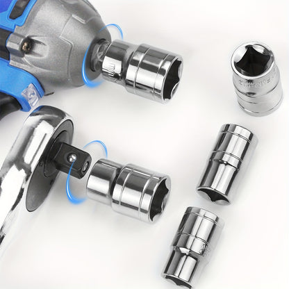 10pcs Wireless Impact Wrench Set with 1/2 Inch Drive Short Wall Metric Sockets (8mm-19mm) - Professional Automotive Repair Tools & Hand Tools, Heavy-Duty Impact Wrench for Car Maintenance, Machinery Repair, Durable Steel Cons