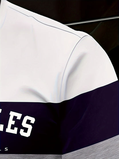 Men's LOS ANGELES Print Tee, Long Sleeve, Relaxed Fit, Perfect For Spring And Fall