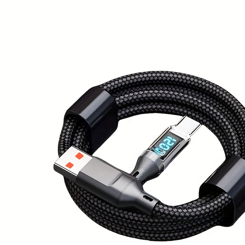 Ultra Rapid Charging Cable, Type-C, Digital Display Compatible, Featuring LED Screen for Real-Time Power Monitoring
