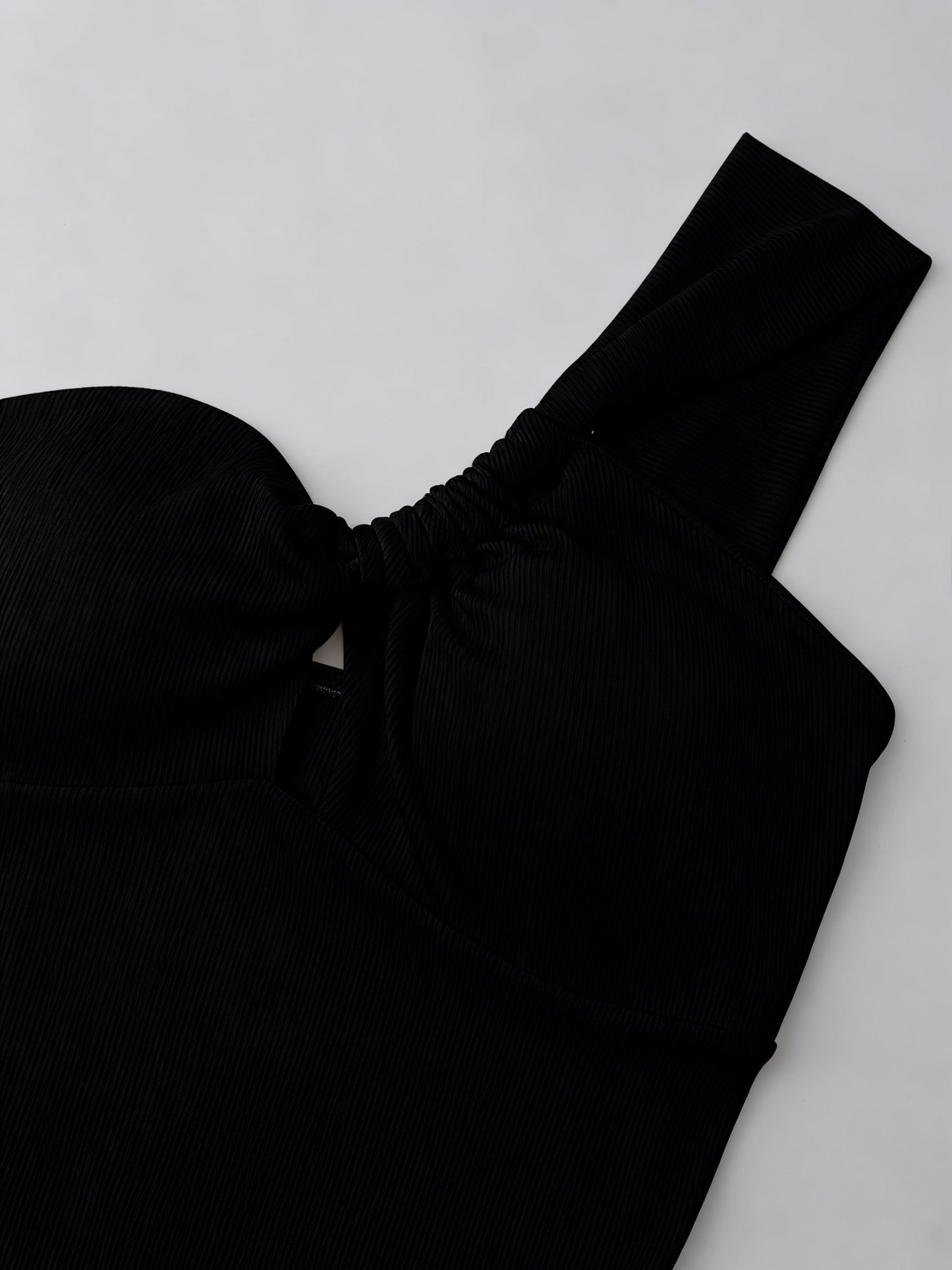 2pcs Set: White One-Shoulder Cinched Waist Bodysuit + Red Wide-Leg Pants with Tie | Elegant Solid Color, Sleeveless, Lace-Up Detail, Regular Fit for Spring/Summer