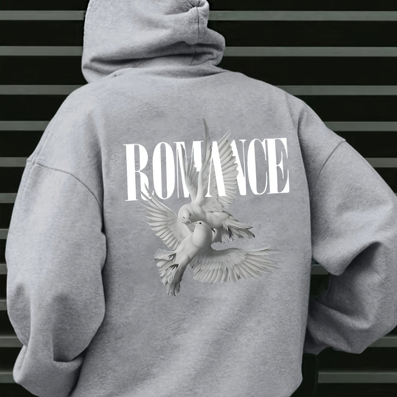 Men'S Casual Hooded Sweatshirt with "ROMANCE" Graphic Print - Loose Fit, Long Sleeve, Front Pocket, Perfect for Fall/Winter, Casual Wear Hoodie, |relaxed Fit Hoodie|front Pocket Hoodie, Sweater Hoodie