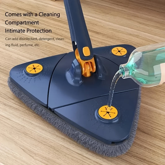 [Rotating Cleaning Mop] 1set, 360° Rotating Triangle Cleaning Mop | Long Handle Floor Mop, Hands-free Wash Squeeze Mop, Wet And Dry Dual-use Cleaning Mop, for Floor Wall Ceiling Corner Glass, Cleaning Supplies, Cleaning Tool