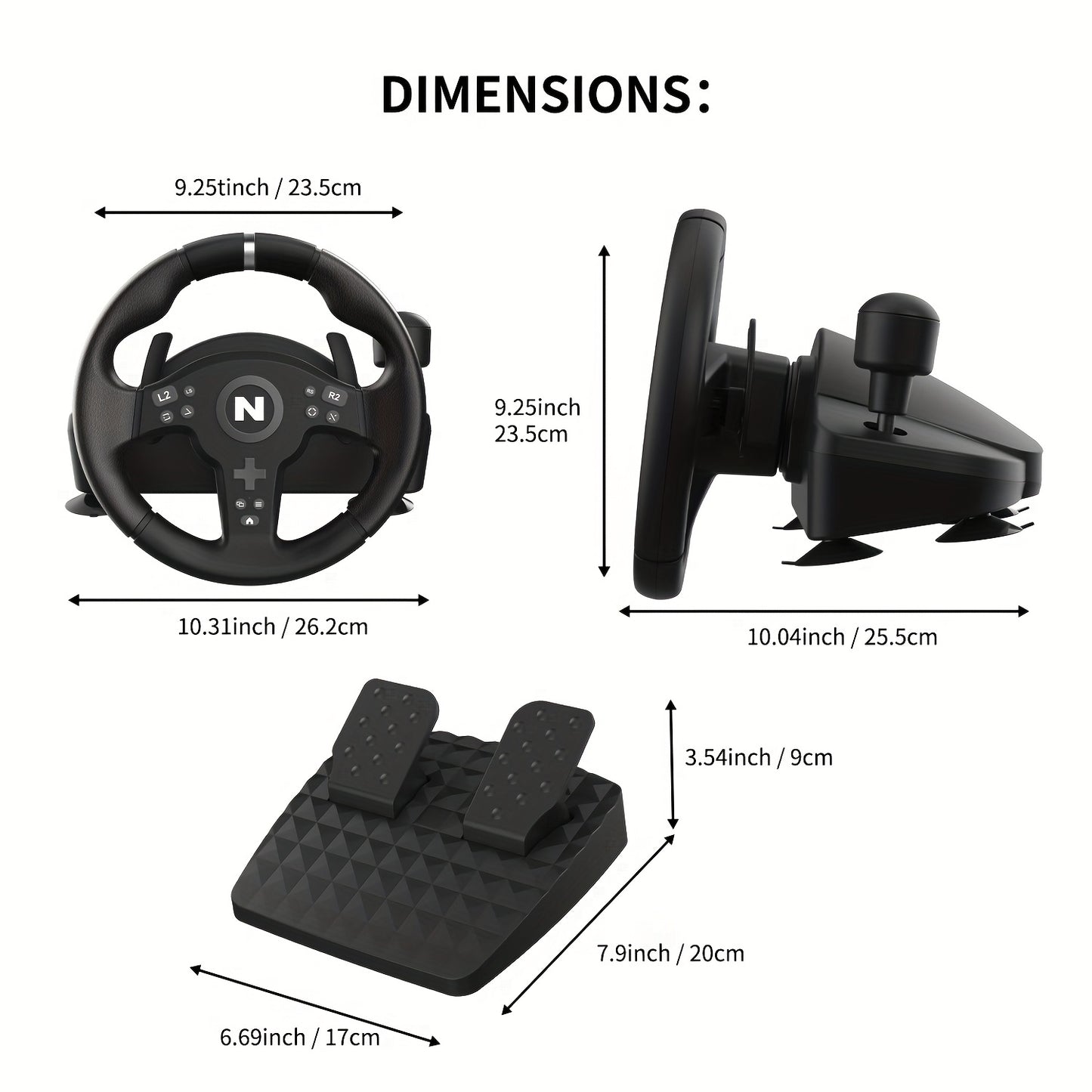 NiTHO Drive Pro ONE V200 Gaming Racing Wheel & Pedals - 270-Degree Steering Wheel with Integrated Sequential Gear Shifter, Multi-Use Motion Sensing for PC, PS4, Xbox One, Xbox Series X/S, Driving Car Simulator, Driving Simula