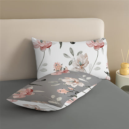 2/3pcs Flower Duvet Cover Kit (duvet Cover*1, Pillowcase*1/2, Pillow Insert And Duvet Insert Not Included) Available In All Seasons, Washable AB Face Design, Comfortable And Skin Friendly, Suitable For Bedroom, Dorm, Fresh An