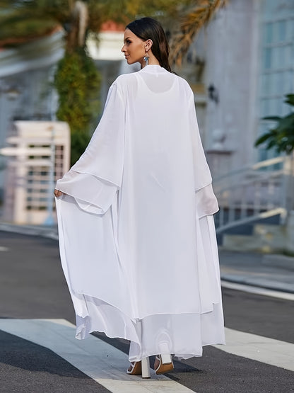 Abaya Muslim Women's Casual Solid Color Elegant Batwing Sleeve Long Loose Robe Maxi Dress Middle Eastern Saudi Dubai Turkish Traditional Arabic Kaftan