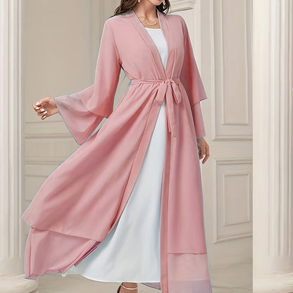 Abaya Muslim Women's Casual Solid Color Elegant Batwing Sleeve Long Loose Robe Maxi Dress Middle Eastern Saudi Dubai Turkish Traditional Arabic Kaftan