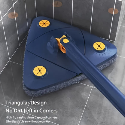 [Rotating Cleaning Mop] 1set, 360° Rotating Triangle Cleaning Mop | Long Handle Floor Mop, Hands-free Wash Squeeze Mop, Wet And Dry Dual-use Cleaning Mop, for Floor Wall Ceiling Corner Glass, Cleaning Supplies, Cleaning Tool