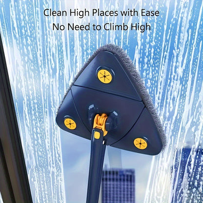 [Rotating Cleaning Mop] 1set, 360° Rotating Triangle Cleaning Mop | Long Handle Floor Mop, Hands-free Wash Squeeze Mop, Wet And Dry Dual-use Cleaning Mop, for Floor Wall Ceiling Corner Glass, Cleaning Supplies, Cleaning Tool