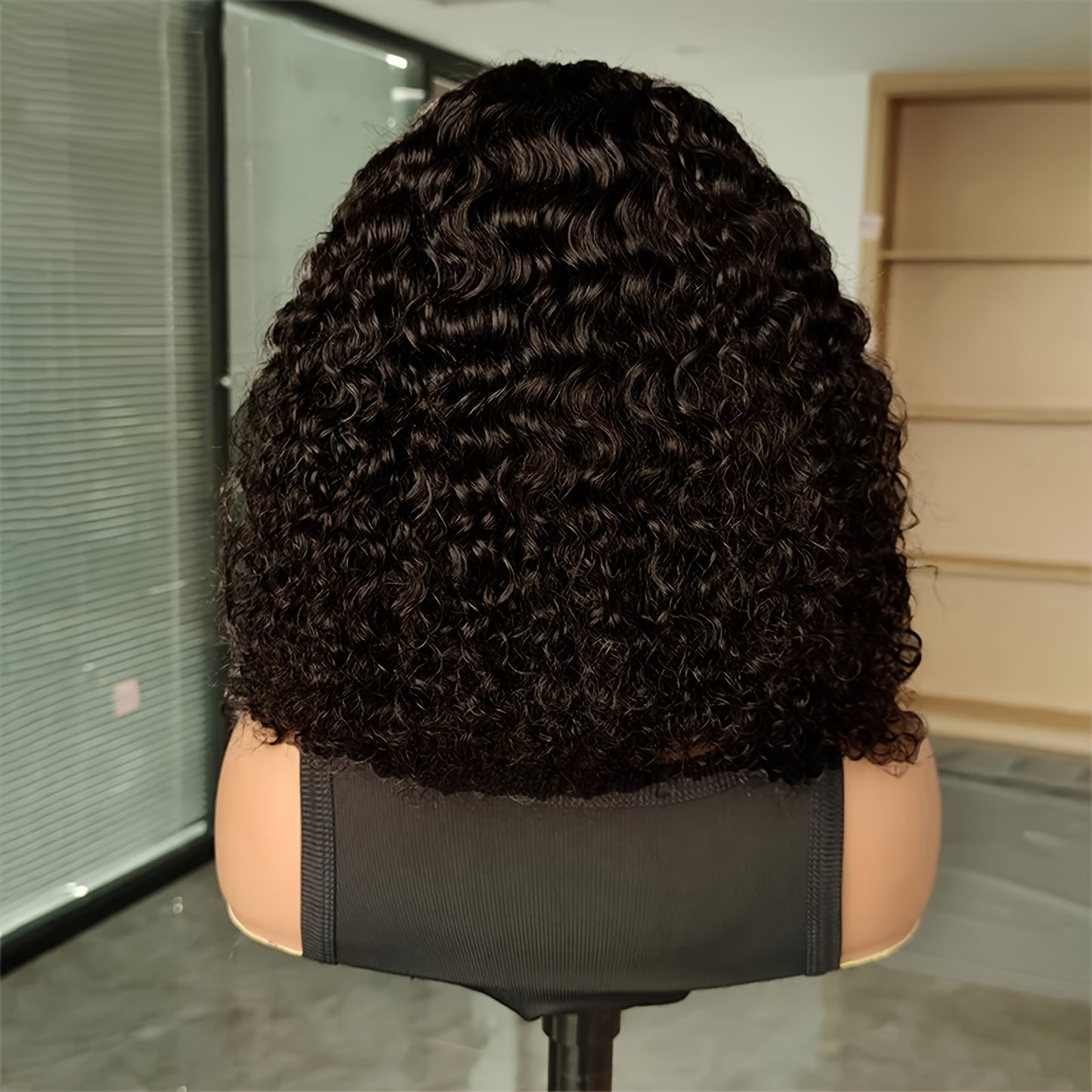 WEAR GO Glueless Wigs 100% Human Hair Pre-Plucked Pre-Cut Water Wave Bob Wig with 4x4 Lace Closure - No Glue Needed, Natural Look for Women, Short Curly Hairstyle, Easy to Style & Maintain, Short Hair Wig