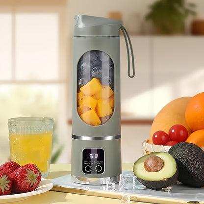 [USB-Powered Portable Blender] USB-Powered Portable Blender & Juicer with Digital Display, Stainless Steel Blade & Large Capacity (10.14-16.91oz) - Cordless Electric Mixer for Smoothies, Ice, Fresh Fruit Drinks - Compact Desi