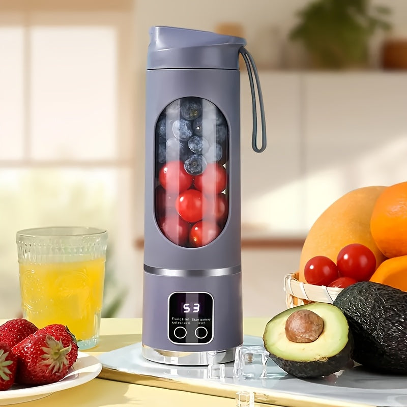 [USB-Powered Portable Blender] USB-Powered Portable Blender & Juicer with Digital Display, Stainless Steel Blade & Large Capacity (10.14-16.91oz) - Cordless Electric Mixer for Smoothies, Ice, Fresh Fruit Drinks - Compact Desi