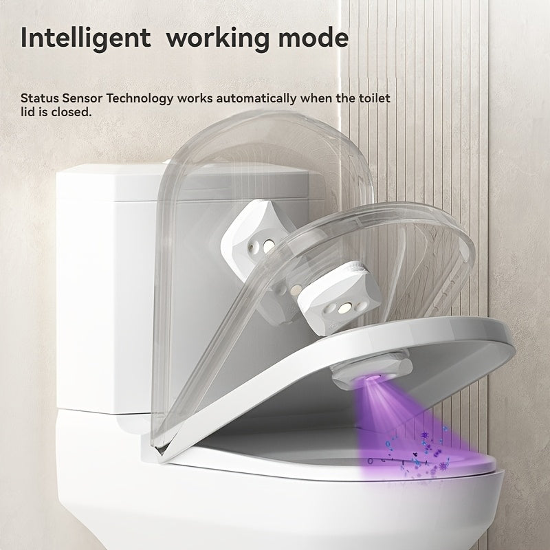 Smart Toilet Cleaner 1pc Toilet Purifier + 1pc Double-Sided Tape USB Charging LED Toilet Light Multifunctional Portable UVC System Easy Installation, Suitable for Home Bathroom and Business Travel
