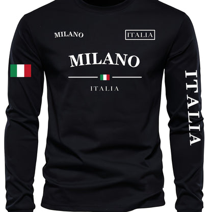 Men's Outdoor Casual Sports Long Sleeve T-Shirt - Crew Neck, Fleece-Lined Warm Base Layer for Autumn/Winter, Polyester and Spandex Blend, Machine Washable, Grappling, Wear On Body