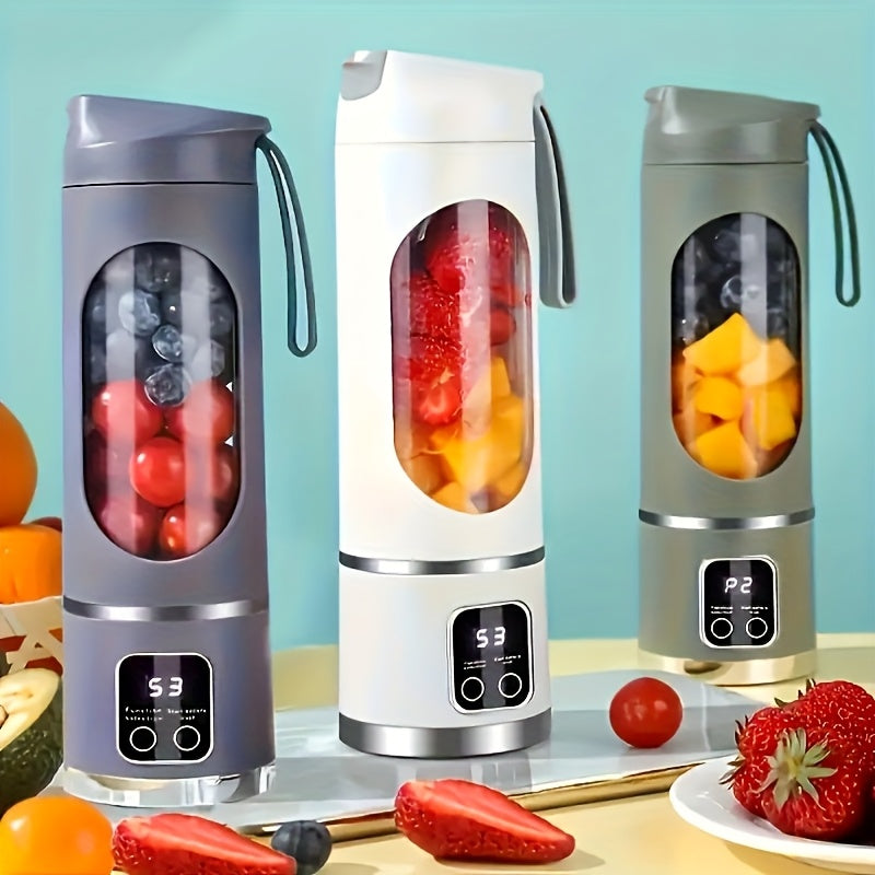 [USB-Powered Portable Blender] USB-Powered Portable Blender & Juicer with Digital Display, Stainless Steel Blade & Large Capacity (10.14-16.91oz) - Cordless Electric Mixer for Smoothies, Ice, Fresh Fruit Drinks - Compact Desi