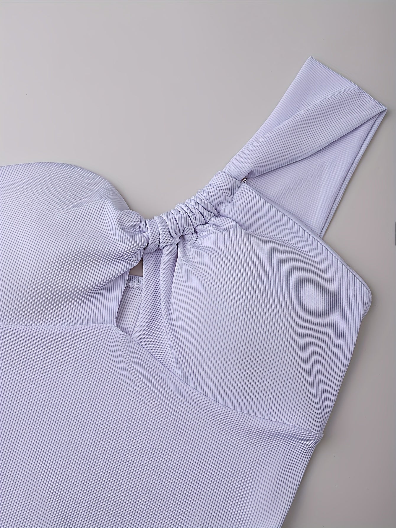 2pcs Set: White One-Shoulder Cinched Waist Bodysuit + Red Wide-Leg Pants with Tie | Elegant Solid Color, Sleeveless, Lace-Up Detail, Regular Fit for Spring/Summer