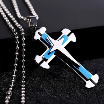 A Stylish Multi-layer Cross Necklace for Men - A Domineering Guardian Necklace for Men And Women - Fashionable Necklace, Elegant Design, Classic Jewelry Clothing Accessories for Dressing Up Holiday Gifts,Valentine's Day