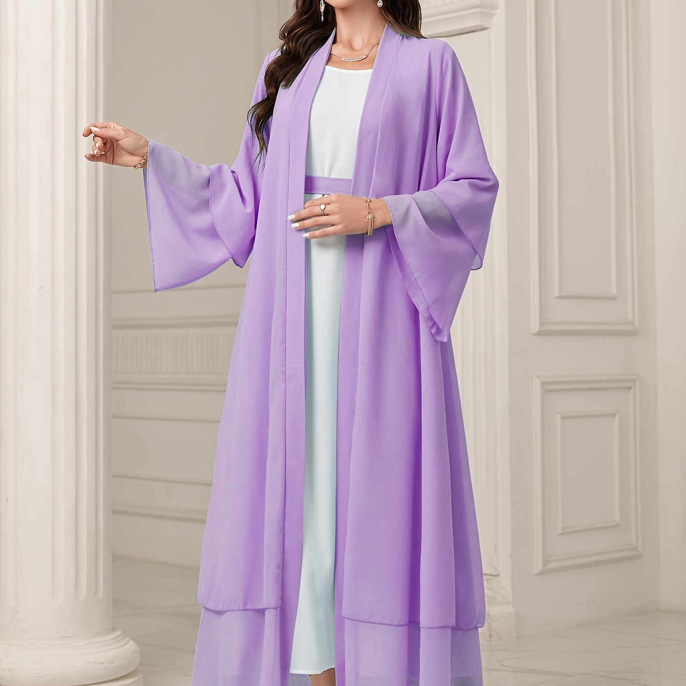 Abaya Muslim Women's Casual Solid Color Elegant Batwing Sleeve Long Loose Robe Maxi Dress Middle Eastern Saudi Dubai Turkish Traditional Arabic Kaftan