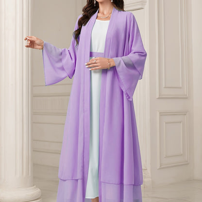 Abaya Muslim Women's Casual Solid Color Elegant Batwing Sleeve Long Loose Robe Maxi Dress Middle Eastern Saudi Dubai Turkish Traditional Arabic Kaftan