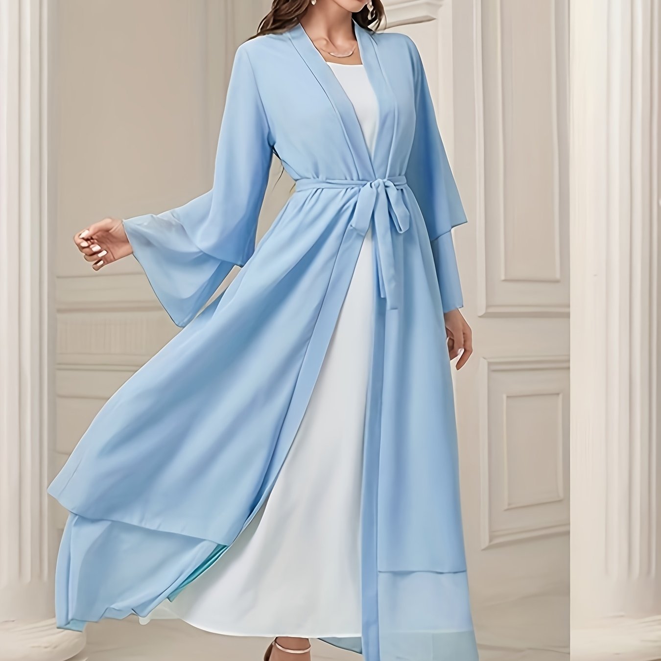 Abaya Muslim Women's Casual Solid Color Elegant Batwing Sleeve Long Loose Robe Maxi Dress Middle Eastern Saudi Dubai Turkish Traditional Arabic Kaftan