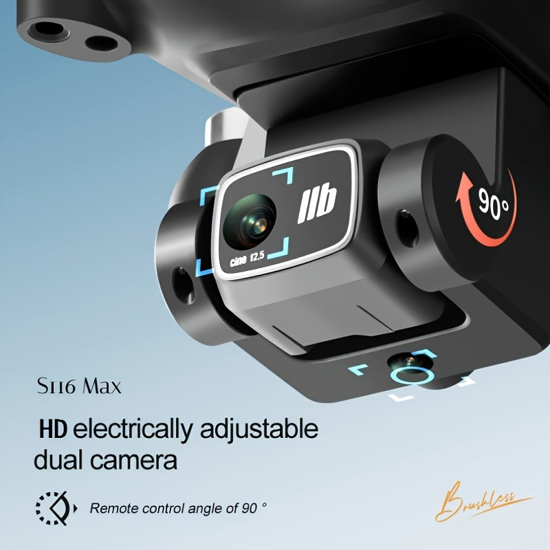 Say goodbye to complex operations! S116 drone one click surround, intelligent tracking super convenient, dual electrically adjustable cameras+optical flow positioning, obstacle avoidance on all sides, easy to capture good wor