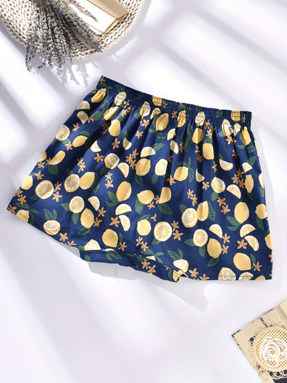 3 Pieces of Men's Comfortable Cotton Fruit Pattern Full Print Boxer Shorts with Breathable Fabric and Relaxed Fit for Everyday Wear