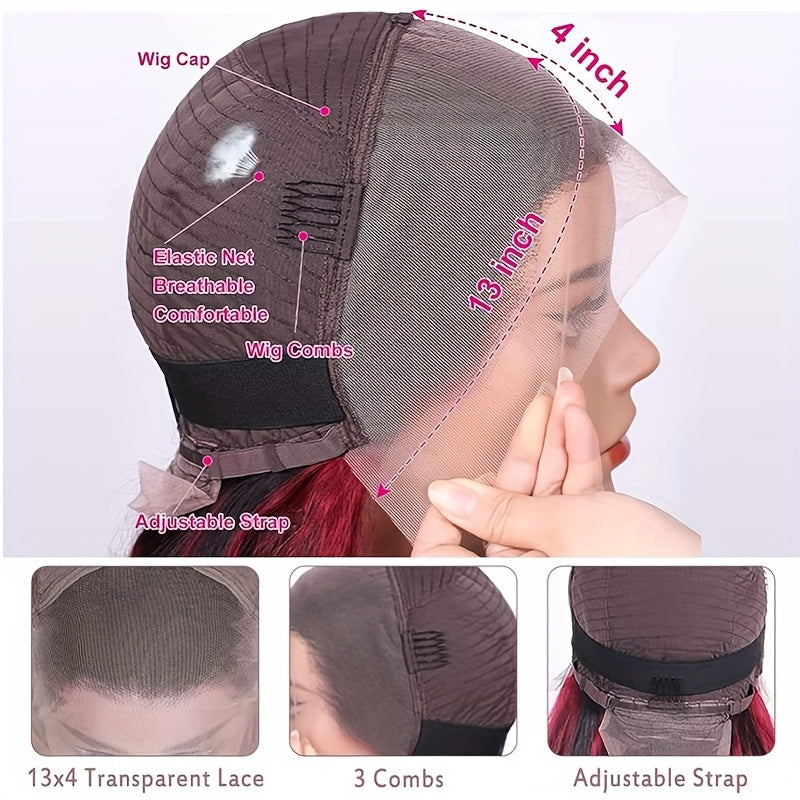 Brazilian 99J Burgundy Lace Front BOB Wigs Human Hair Bob Wig 13x4 Lace Frontal Short Bob Color Wigs Human Hair Pre Plucked Natural Hairline Wine Red Wigs for Women