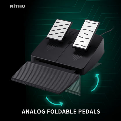 NiTHO Drive Pro ONE 10" Racing Wheel with Separate Shifter & Floor Pedals - 270° Zero Dead Zone, Ergonomic Design for PS4, Xbox, PC, Switch - Black Wheel with Red Ring, Immersive Driving Experience | Sleek Gaming Gear | Qual