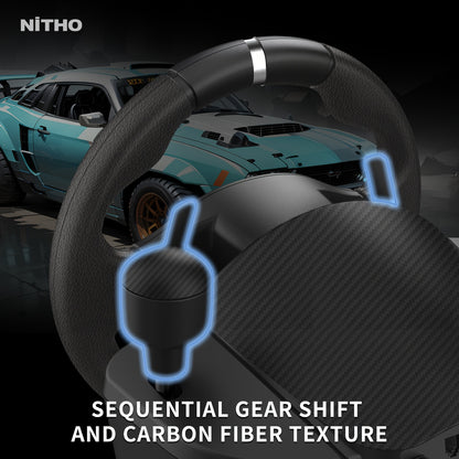 NiTHO Drive Pro ONE V200 Gaming Racing Wheel & Pedals - 270-Degree Steering Wheel with Integrated Sequential Gear Shifter, Multi-Use Motion Sensing for PC, PS4, Xbox One, Xbox Series X/S, Driving Car Simulator, Driving Simula