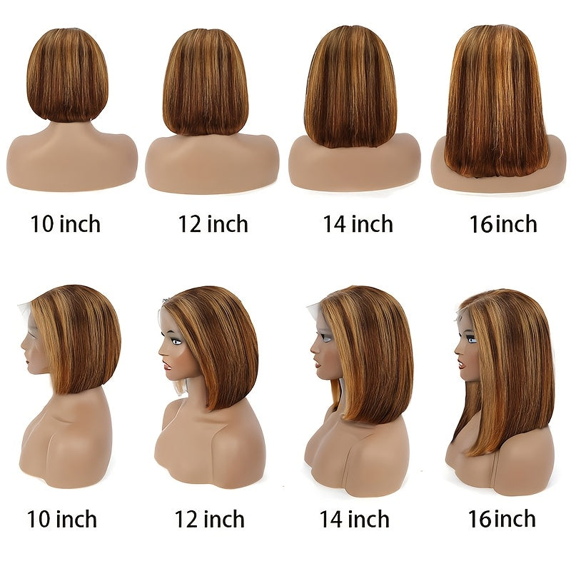 Highlight 4/27 Bob Wig Human Hair 13x4 Lace Front Wig Straight Hair Pre Plucked with Baby Hair 4/27 Honey Blonde Bob Wig for Women Glueless Straight Bob Wig 25.4 cm