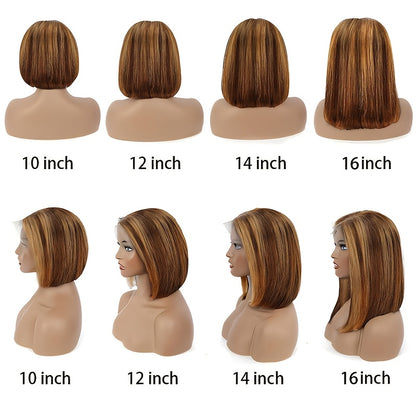 Highlight 4/27 Bob Wig Human Hair 13x4 Lace Front Wig Straight Hair Pre Plucked with Baby Hair 4/27 Honey Blonde Bob Wig for Women Glueless Straight Bob Wig 25.4 cm