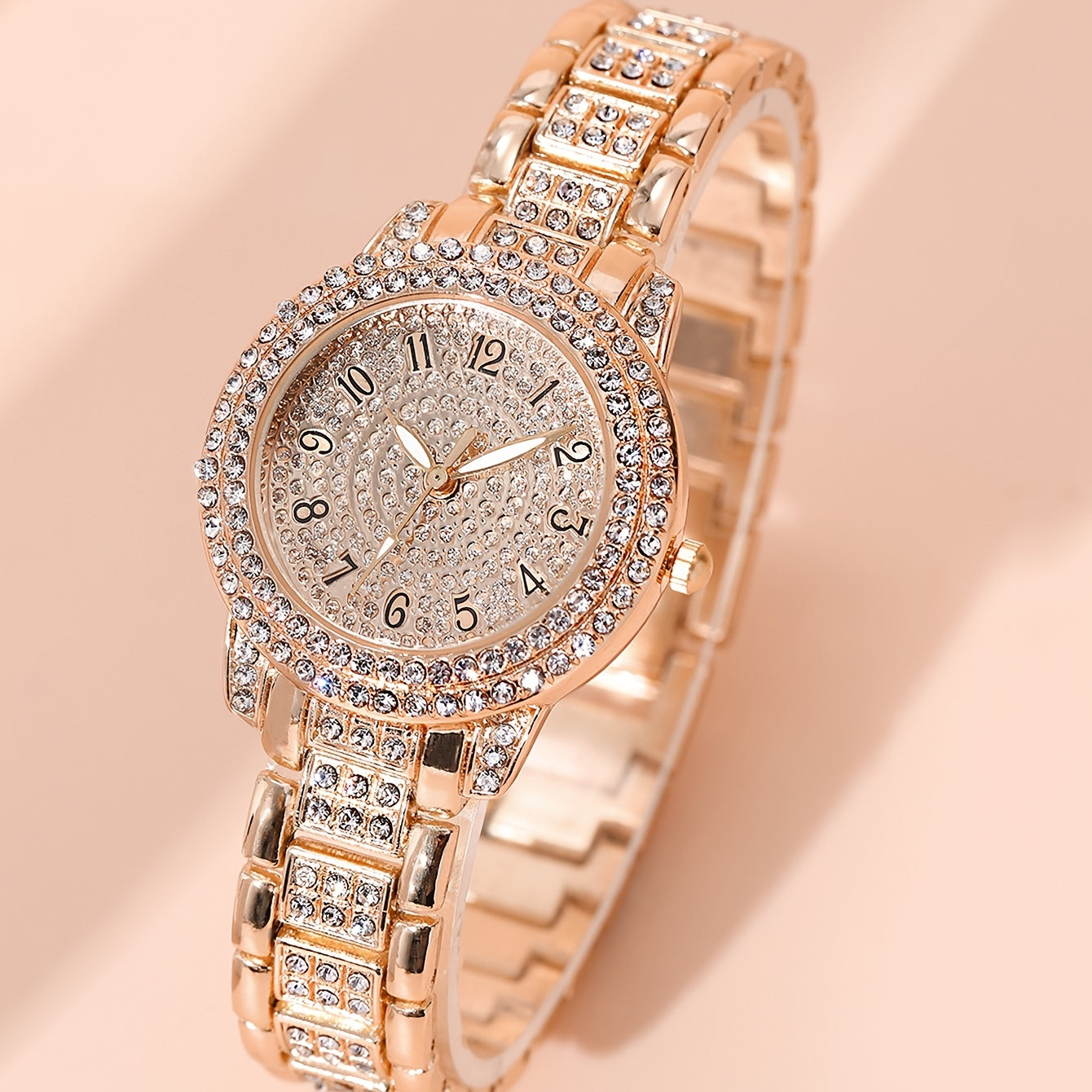 2pcs Luxurious Womens Rhinestone Bracelet Watches - Dazzling Golden Quartz Timepieces with Fashion-forward Design - Perfect Stylish Bling Dress Watches for Special Occasions & Xmas Gifts