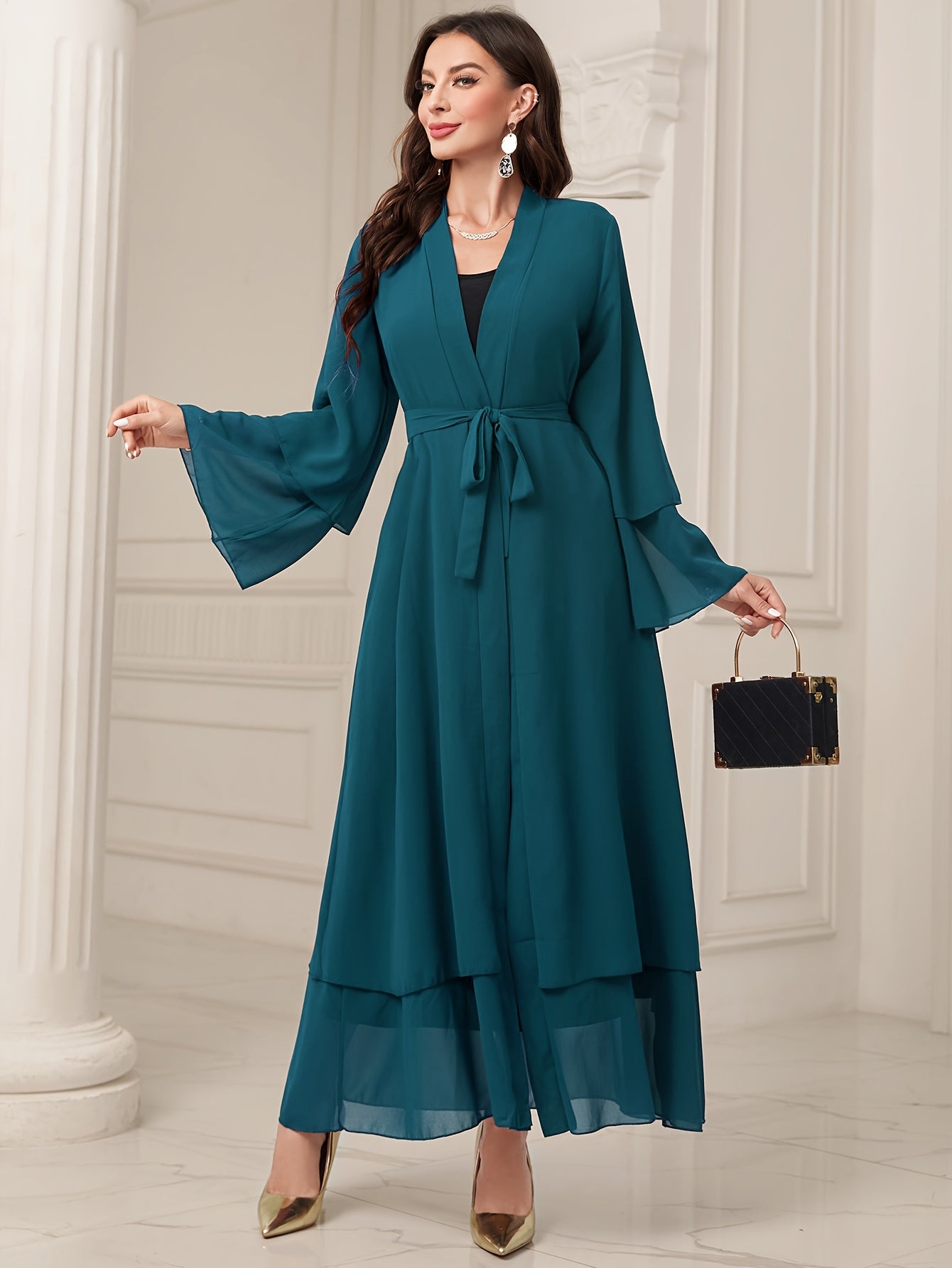 Abaya Muslim Women's Casual Solid Color Elegant Batwing Sleeve Long Loose Robe Maxi Dress Middle Eastern Saudi Dubai Turkish Traditional Arabic Kaftan