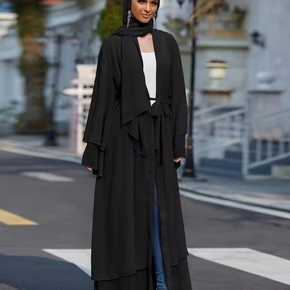 Abaya Muslim Women's Casual Solid Color Elegant Batwing Sleeve Long Loose Robe Maxi Dress Middle Eastern Saudi Dubai Turkish Traditional Arabic Kaftan