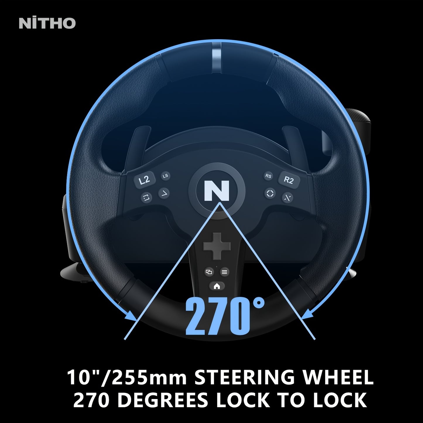 NiTHO Drive Pro ONE V200 Gaming Racing Wheel & Pedals - 270-Degree Steering Wheel with Integrated Sequential Gear Shifter, Multi-Use Motion Sensing for PC, PS4, Xbox One, Xbox Series X/S, Driving Car Simulator, Driving Simula