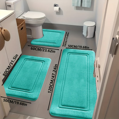 3pcs Ultra-Soft Bath Mat Set - Non-Slip Bath Rugs with Non-Slip Backing, Bath Floor Mats for Shower, Bathtub, Bathroom - Quick-Dry Bath Mat with Non-Slip Surface