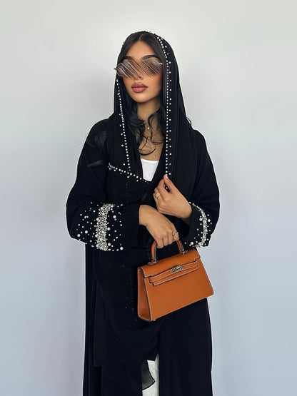 1pc 's Full-Length Arabic/Dress Abaya Robe with Matching Chiffon-like Headscarf-like Turban-like Cover - Elegant Traditional Muslim Dress for Weddings, Hajj, Umrah, Daily Wear - Hand Washable, All-Season