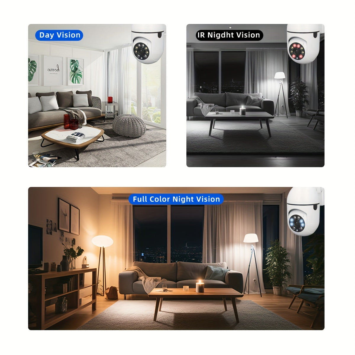 4pcs 1080P HD Security Cameras, Color Night Vision High-Definition Cameras, Two-Way Audio Video Cameras, Pan/Tilt/Zoom - 2.4G WiFi Smart Home Monitoring Cameras and Elderly