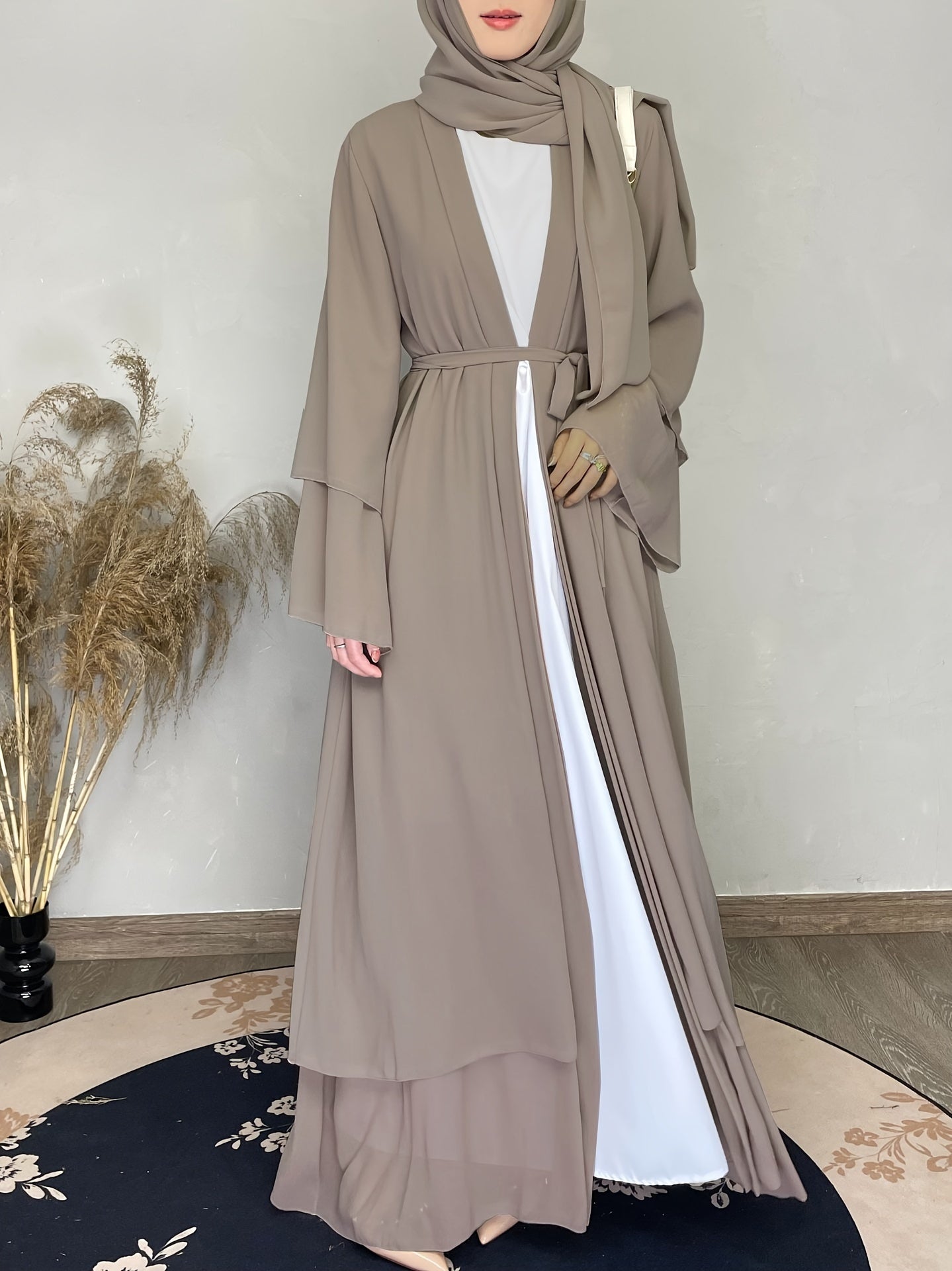 Abaya Muslim Women's Casual Solid Color Elegant Batwing Sleeve Long Loose Robe Maxi Dress Middle Eastern Saudi Dubai Turkish Traditional Arabic Kaftan