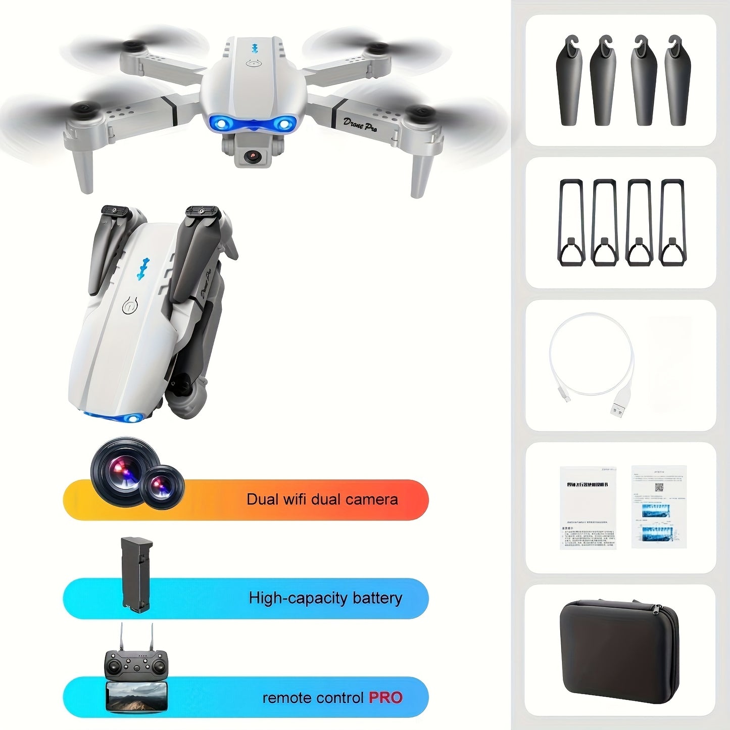 E99 Drone with One-Click Takeoff, 360° Flip & Navigation - Foldable Wings, 50M Altitude, 4M/S Speed, 6-8Min Flight Time, Outdoor Adventure Drone with Remote Control, Durable & Portable Design