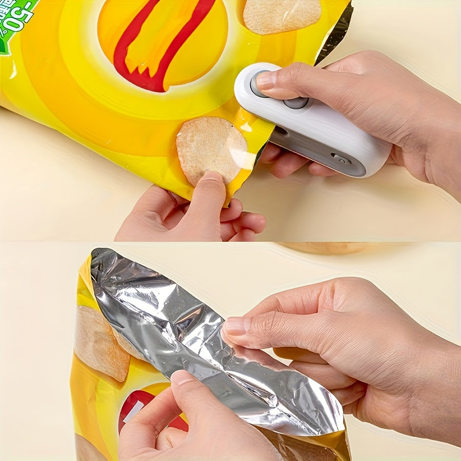 1 Portable Handheld Snack Bag Sealer with Built-in Lithium Battery | Mini Sealer for Picnics and Outings, Magnetic, Includes Charging Cable, 16W Power, Ideal for Chip Bags, Cookie Bags, Reusable Snack Packaging