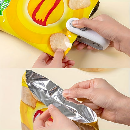 1 Portable Handheld Snack Bag Sealer with Built-in Lithium Battery | Mini Sealer for Picnics and Outings, Magnetic, Includes Charging Cable, 16W Power, Ideal for Chip Bags, Cookie Bags, Reusable Snack Packaging
