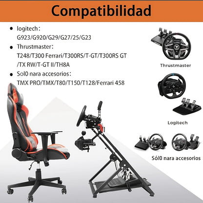 Logitech G27/G25/G29 Racing Wheel Stand - Adjustable Height & Angle, Ergonomic Design for SIM Racing, Compatible with PS4 & PC (Steering Wheel Not Included), Gaming Cockpit Setup | Sleek Metal Finish | Durable Gaming Accessor