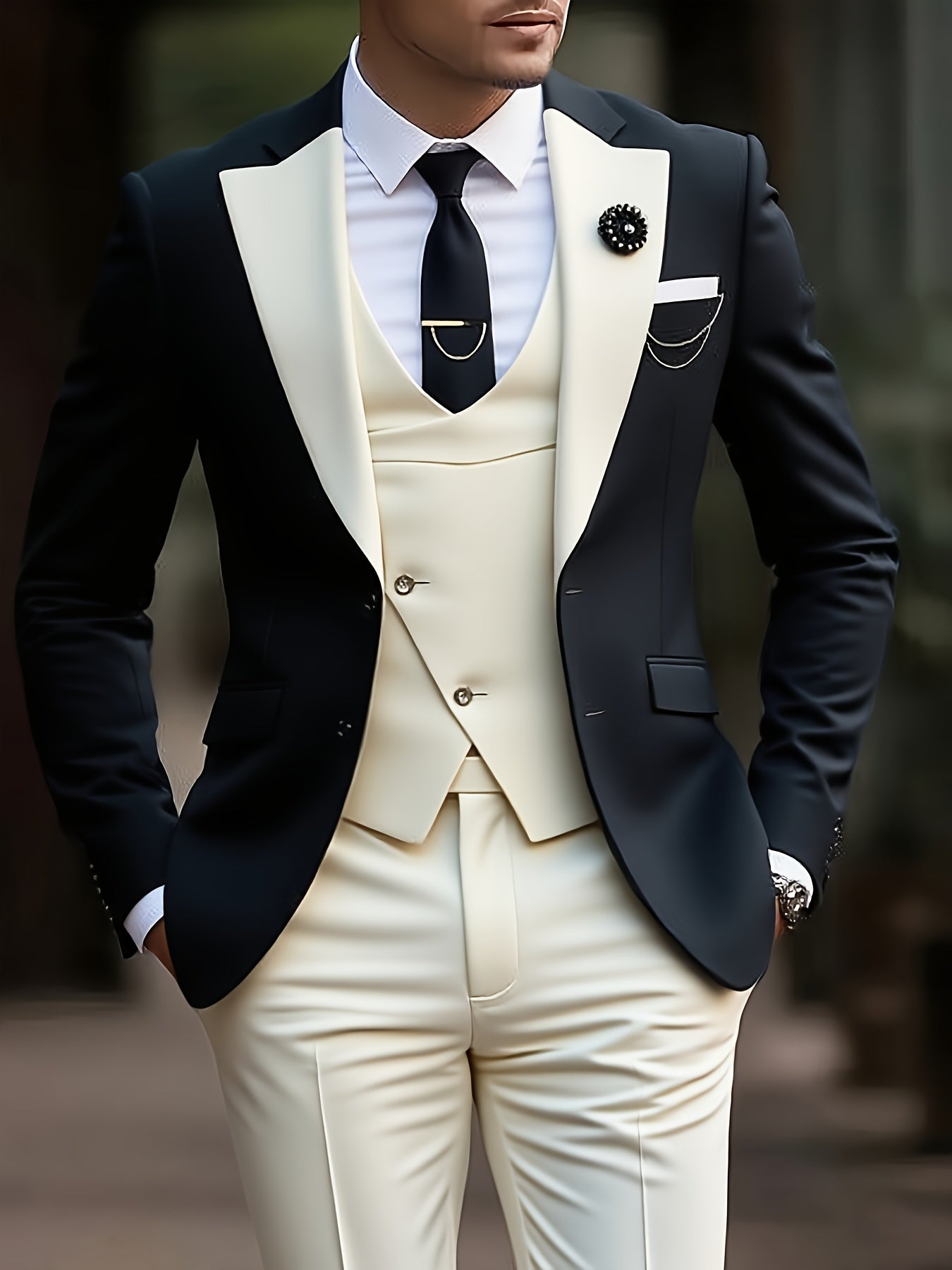 Men's Premium Three-Piece Suit Set, Plus Size Men’s, Includes Jacket and Vest – Perfect for Formal Wear Weddings Workwear Holiday Gifts